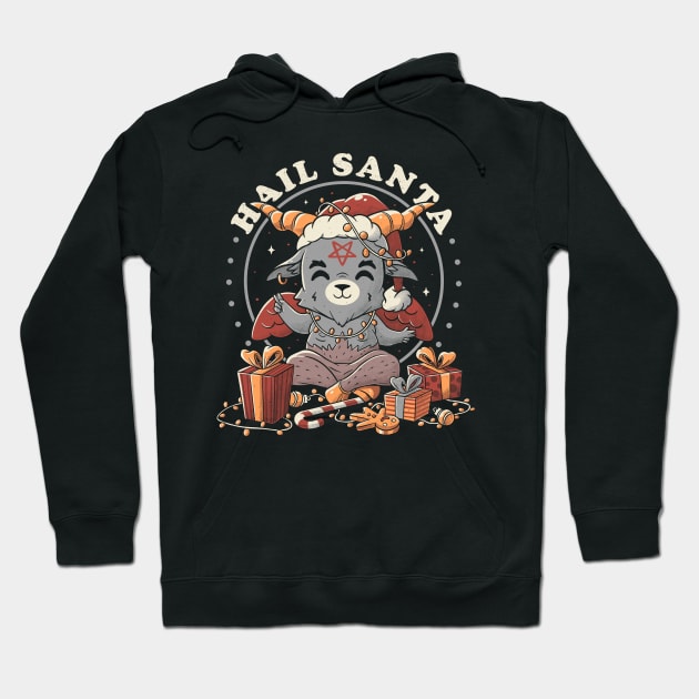 Hail Santa Funny Cute Evil Christmas Baphomet Hoodie by eduely